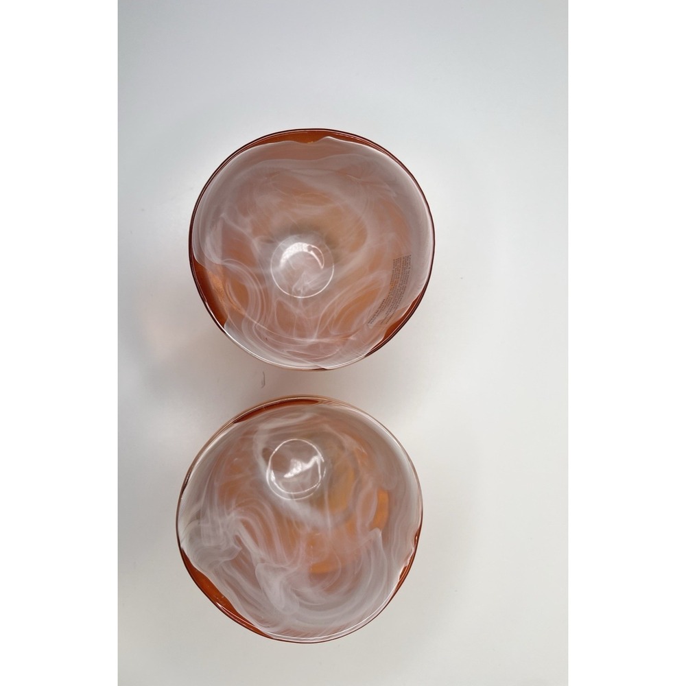 Anthropologie Art Glass Orange Swirl Votive Tea Light Candle Holder SET‎ OF 2 - Picture 11 of 13
